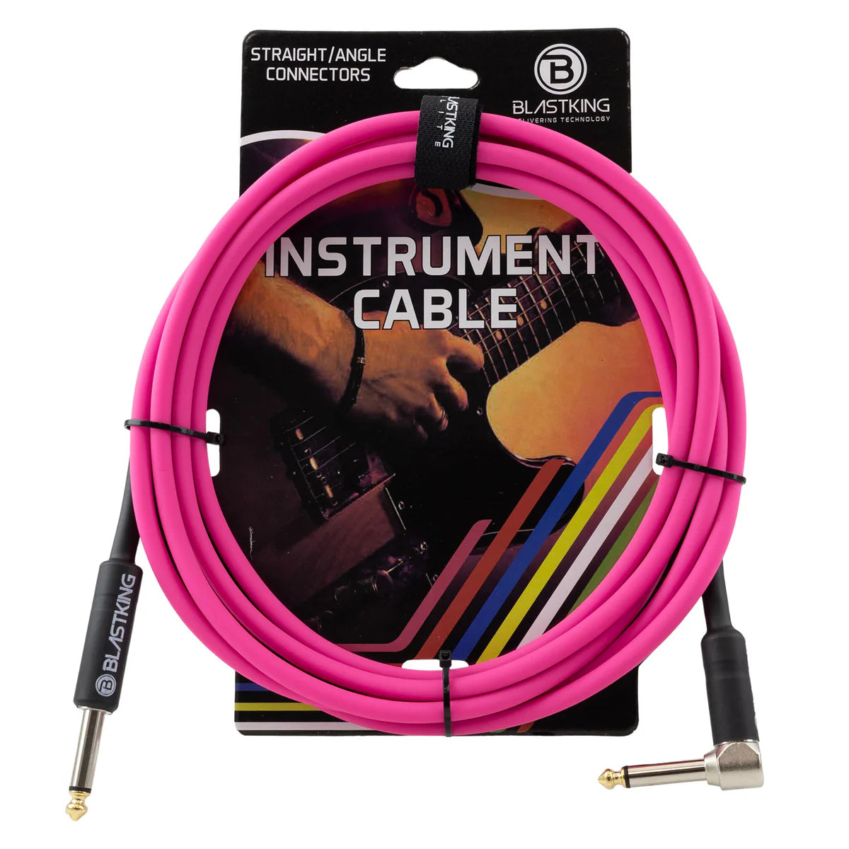 Blastking CGTR 10 Ft Professional Instrument Cable with Straight/Angle Connectors - Perfect for Guitar, Bass & Audio Equipment - Studio & Live Performance Use
