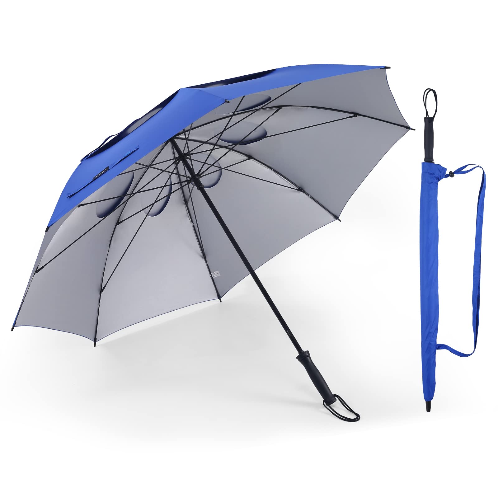 Storm Proof Golf Umbrella 62 Inch - UV & Wind Resistant for Outdoor Sports (Royal Blue)