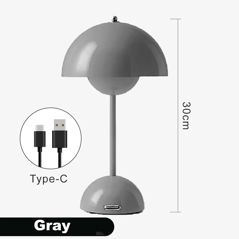 Rechargeable Mushroom LED Table Lamp - Portable Night Light for Bedroom, Nursery, Kids Room & Office Desk - Soft Warm White Light for Reading & Relaxation