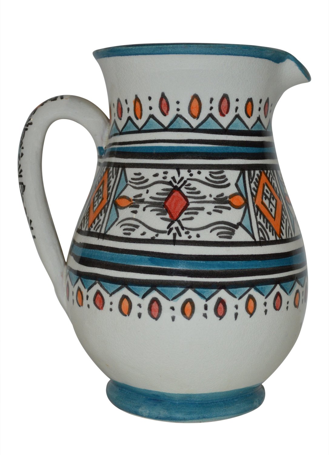 Handmade Moroccan Ceramic Pitcher - 58 oz Sangria Carafe & Beverage Dispenser with Easy Pour Spout | Perfect for Summer Parties, Outdoor Gatherings & Home Decor