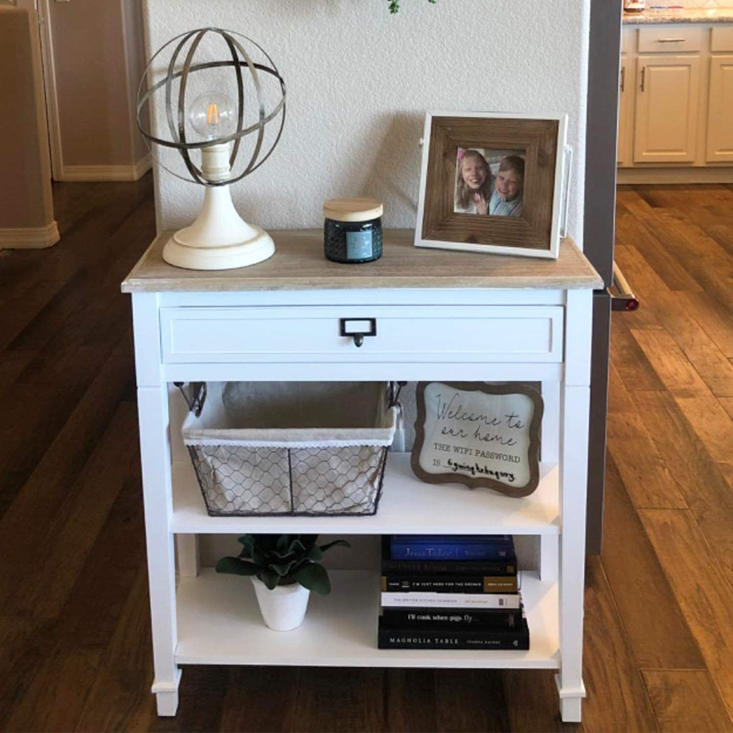 Kinsuite 2-Tier White Small Console Table with Drawer & Shelf - Wooden Entryway Sofa Table with Storage for Hallway, Living Room | Perfect for Narrow Spaces & Home Decor
