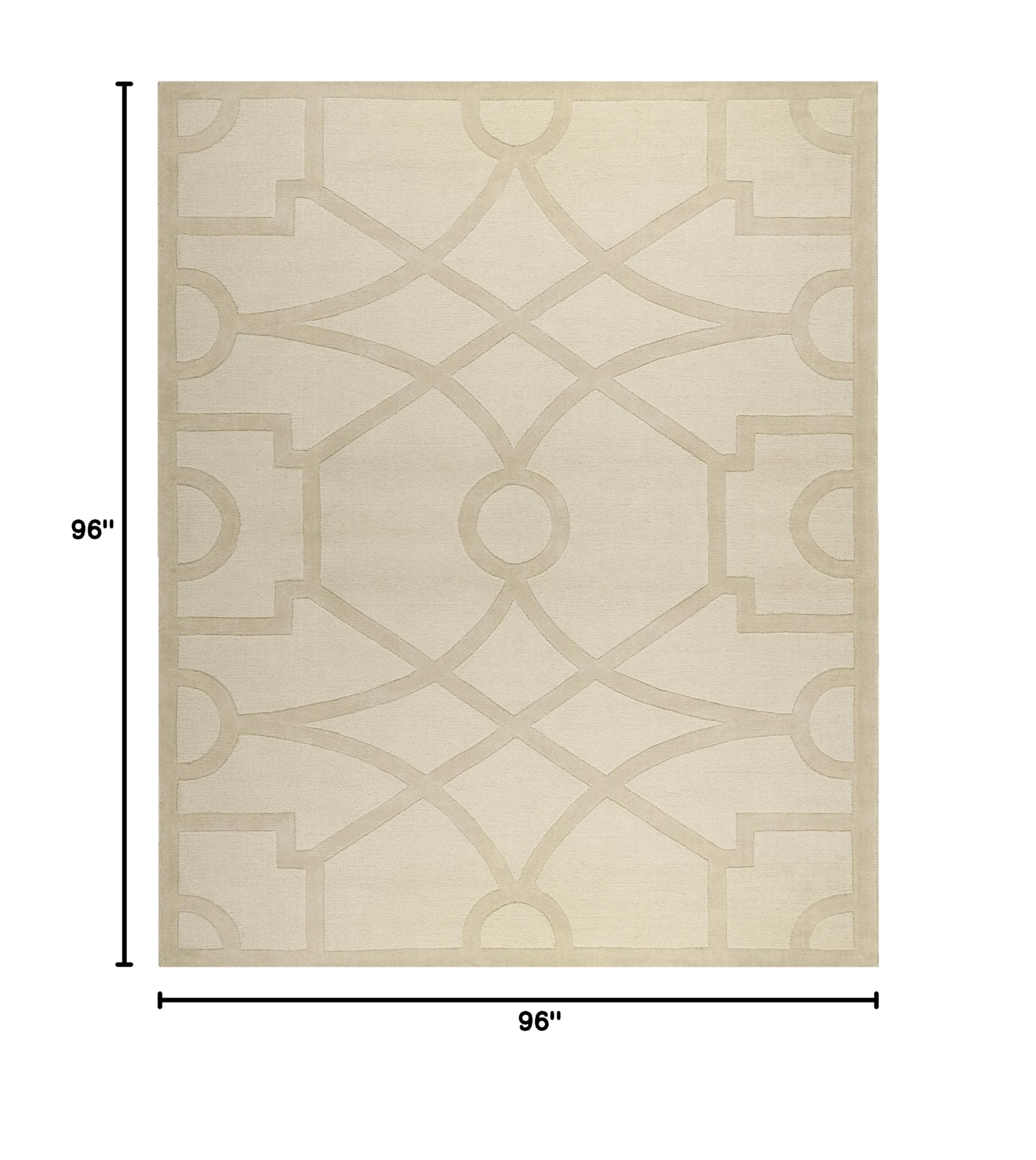 MARTHA STEWART x SAFAVIEH 8-Foot Round Buckwheat Flour MSR4612C Handmade Fretwork Wool Area Rug - Perfect for Living Room, Bedroom & Boho Home Decor