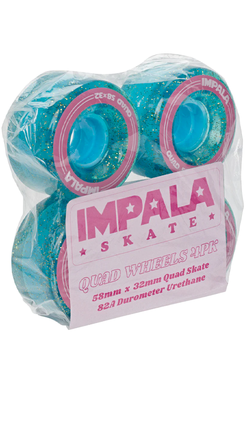 Impala 58mm Holographic Glitter Skateboard Wheels - 4 Pack for Roller Skates, Quad Skates & Skateboards - Smooth Ride for Indoor & Outdoor Skating