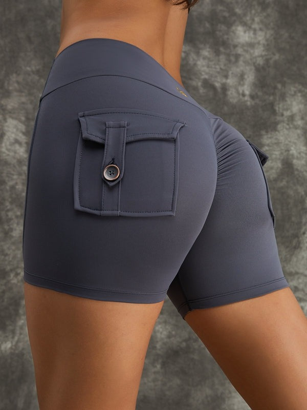 ZASUWA Women's High Waist Scrunch Butt Lifting Gym Shorts with Pockets - Spandex Workout Shorts for Running, Yoga & Fitness