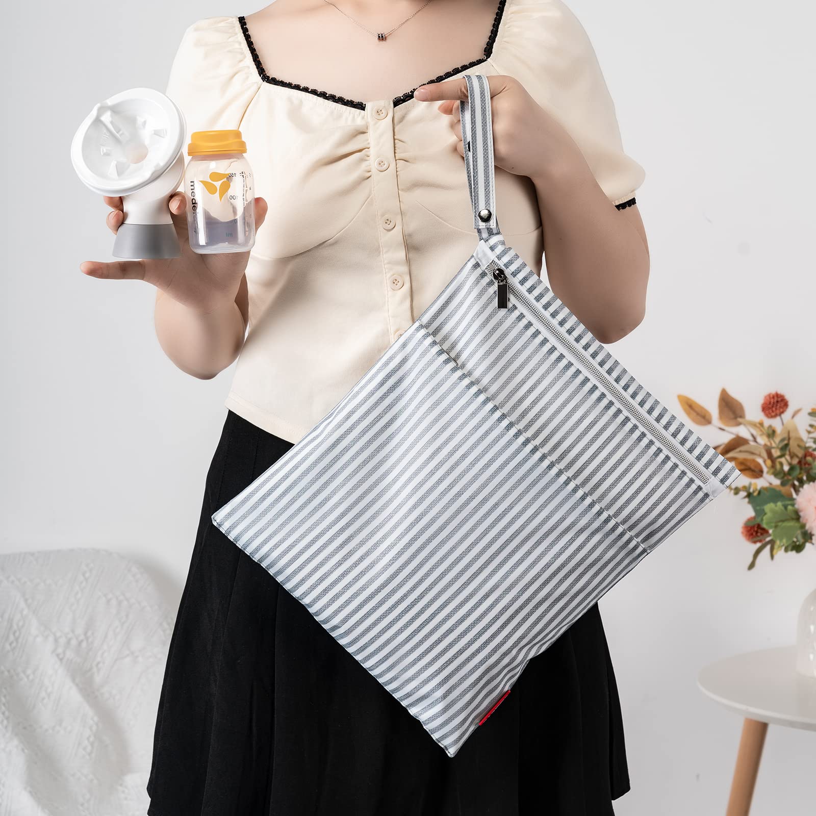 Waterproof Wet Dry Bag for Breast Pump Parts Storage - Portable Pump Accessories Organizer with Place Mat & Straps - Ideal for Working Moms Pumping at Office, Travel or On-the-Go