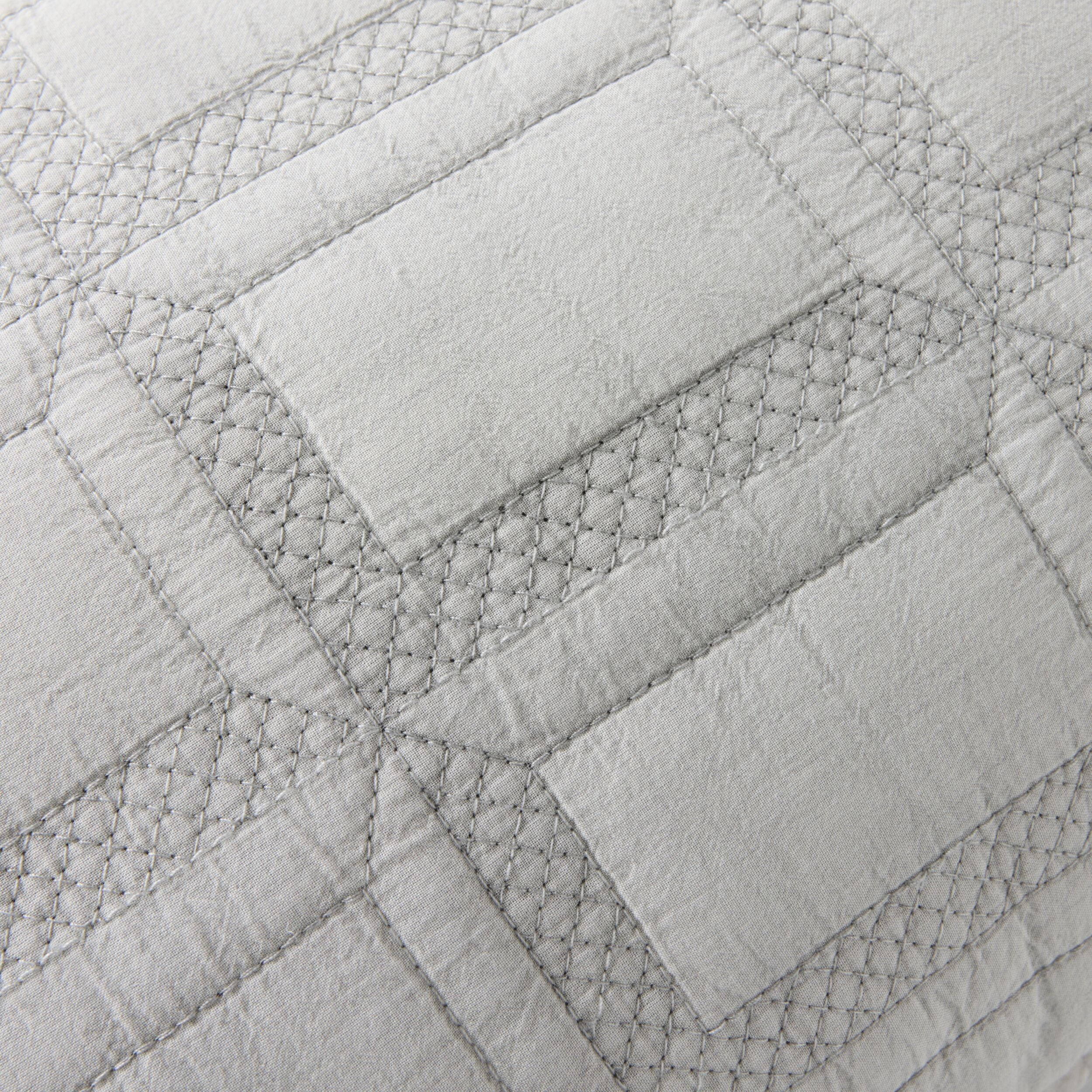 Asher Soft Washed Voile Quilted Cushion Cover - 35x55cm Light Gray Decorative Pillow Case for Sofa, Bed, Chair - Home Decor & Living Room Accessories