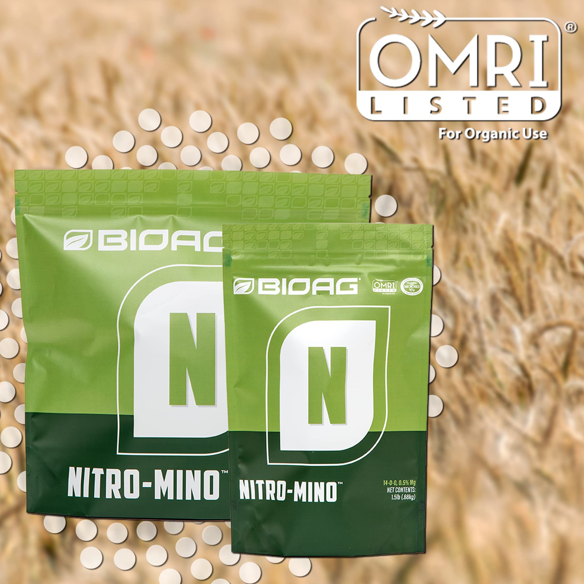 Organic Nitro-Mino Nitrogen Fertilizer with Amino Acids & Magnesium - 4 lb Bag for Lawns, Gardens & Houseplants - Boosts Plant Growth & Greenery
