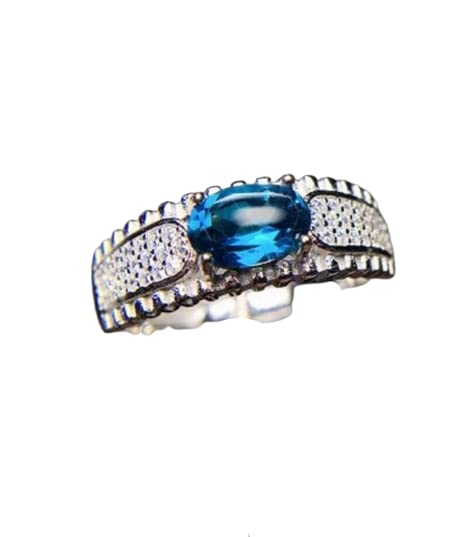 BeBold 3 Carat Oval Blue Topaz Engagement Ring for Women - Solitaire Round Accent White Gold Plated Wedding Band, Perfect for Proposals, Anniversaries & Special Occasions