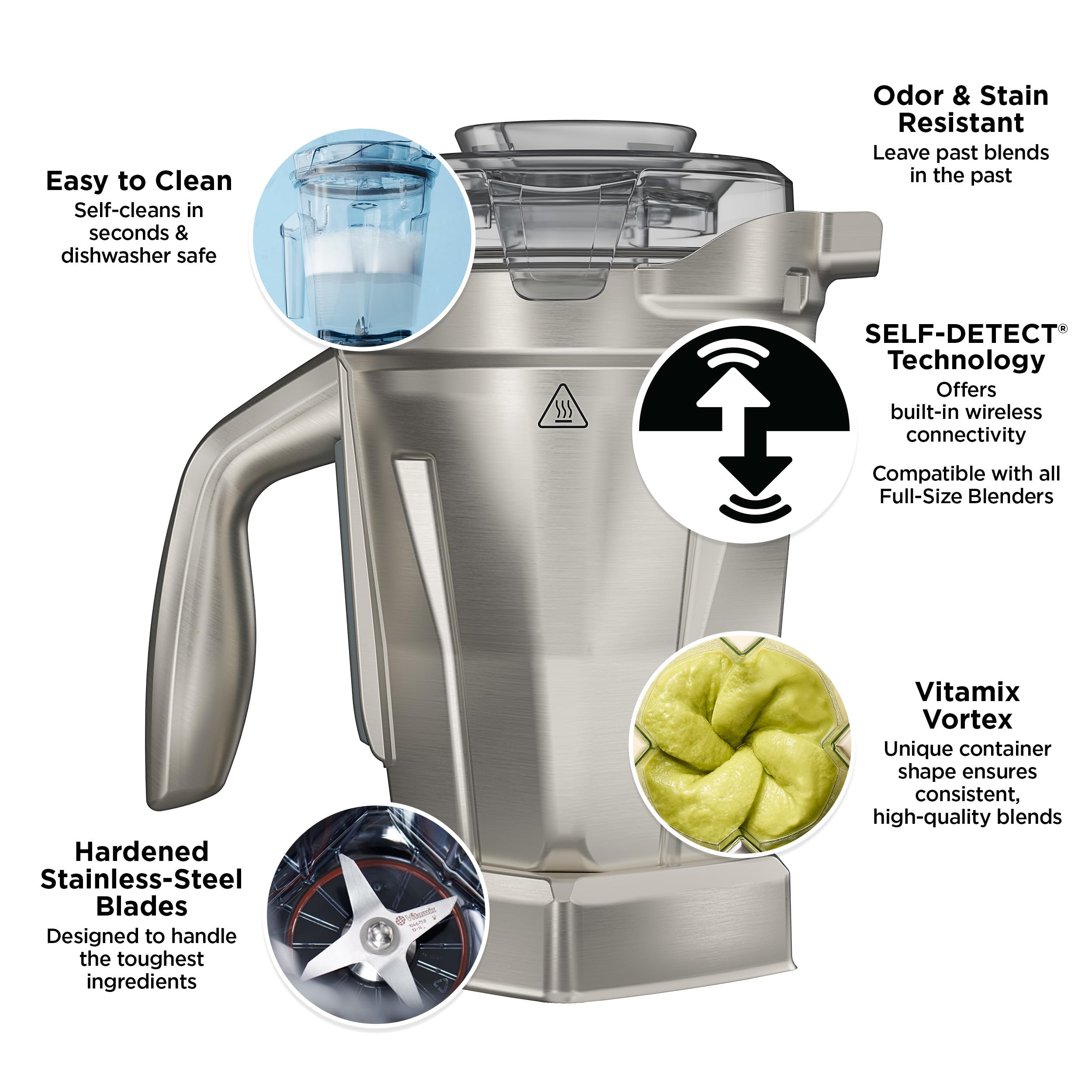 Vitamix 48oz Stainless Steel Blender Jar - BPA-Free, Dishwasher Safe Container for Vitamix Full-Size Blenders - Perfect for Smoothies, Soups & Nut Butters