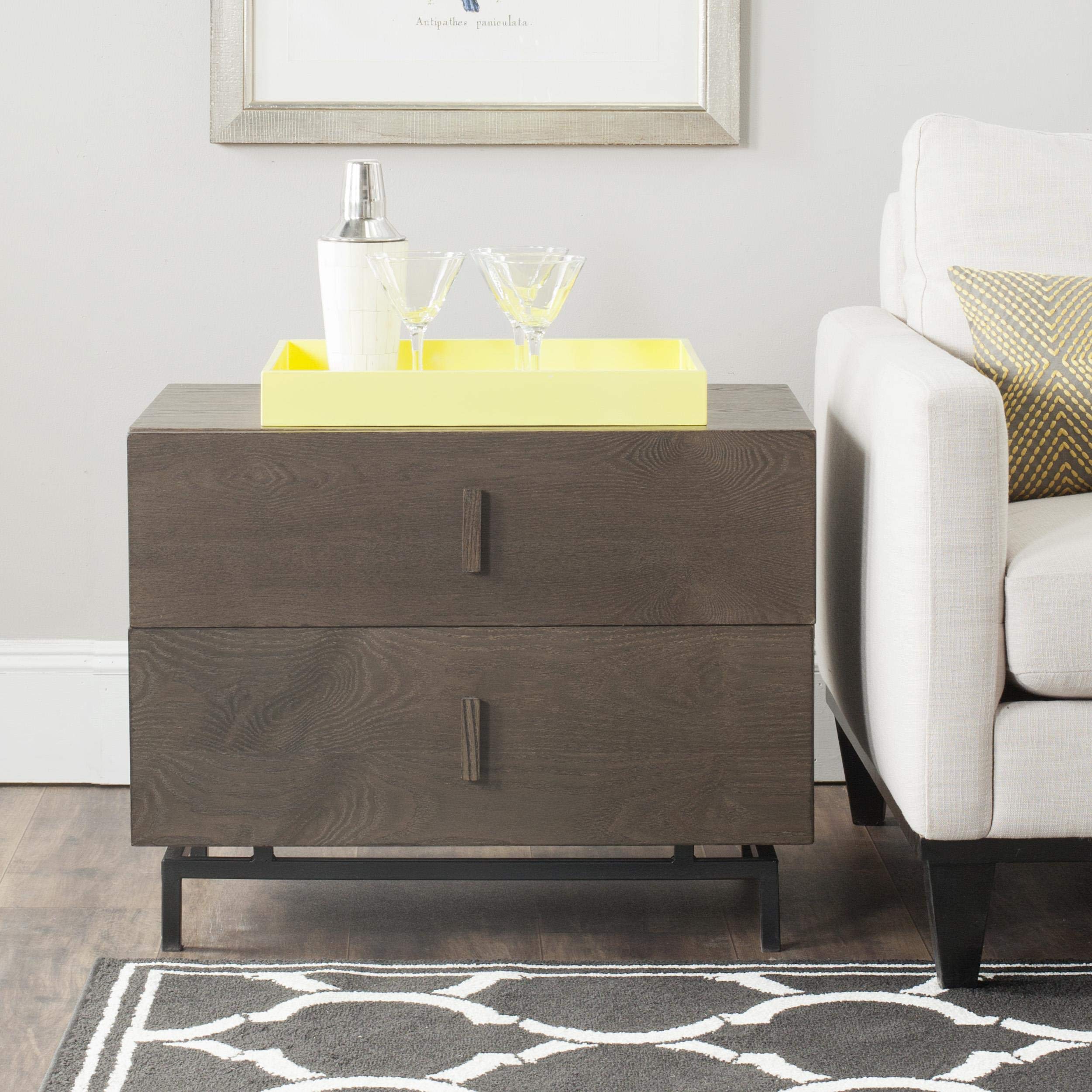 Safavieh Herschel Grey & Black Storage Cabinet - Modern Sideboard for Living Room, Bedroom, or Entryway Organization