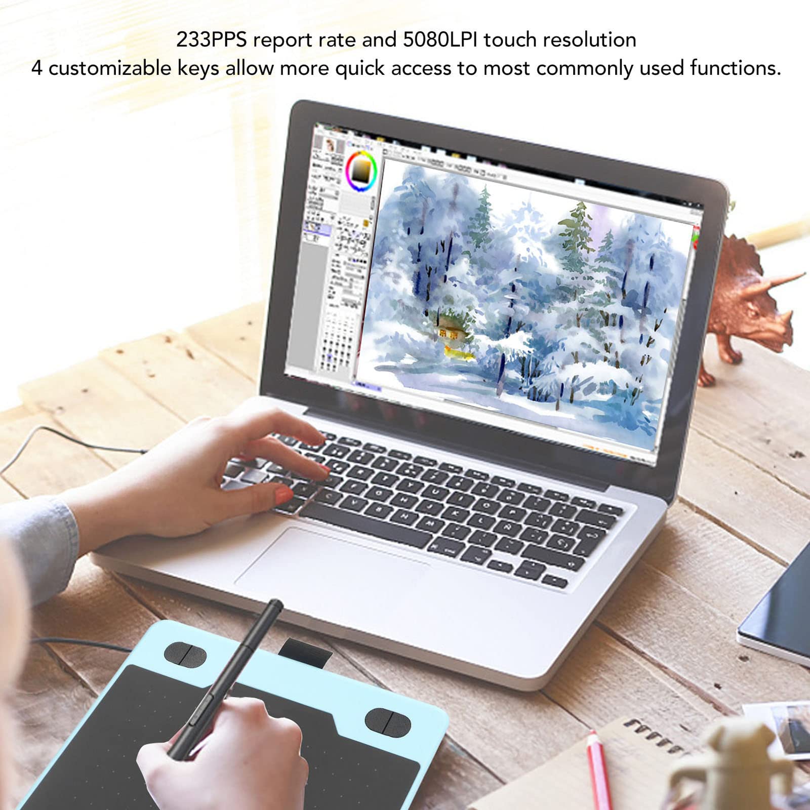 Professional Portable Electronic Graphics Tablet with 8192 Battery-Free Passive Rechargeable Pen, 233/s Reading Speed - Ideal for Notebook, Tablet & Mobile Phone - Perfect for Digital Art, Design & Online Teaching