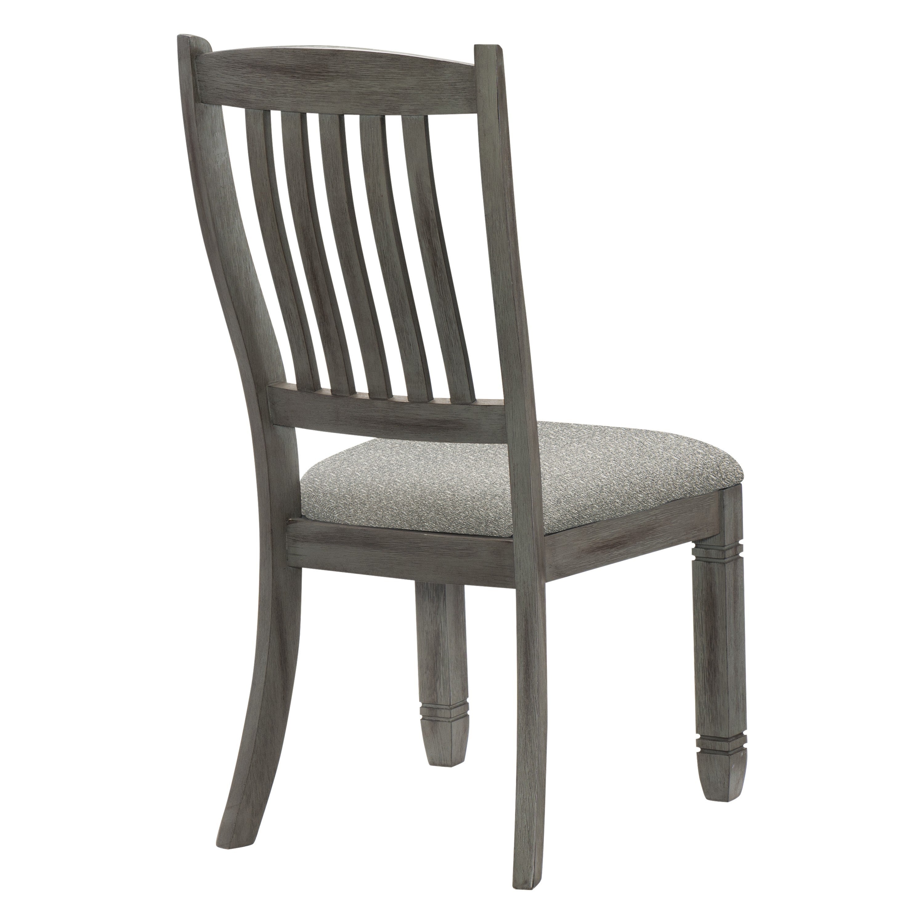 Antique Gray Wood Frame Fabric Upholstered Side Chairs Set of 2 - Casual Dining Height Accent Chairs for Kitchen, Breakfast Nook, and Small Space Decor