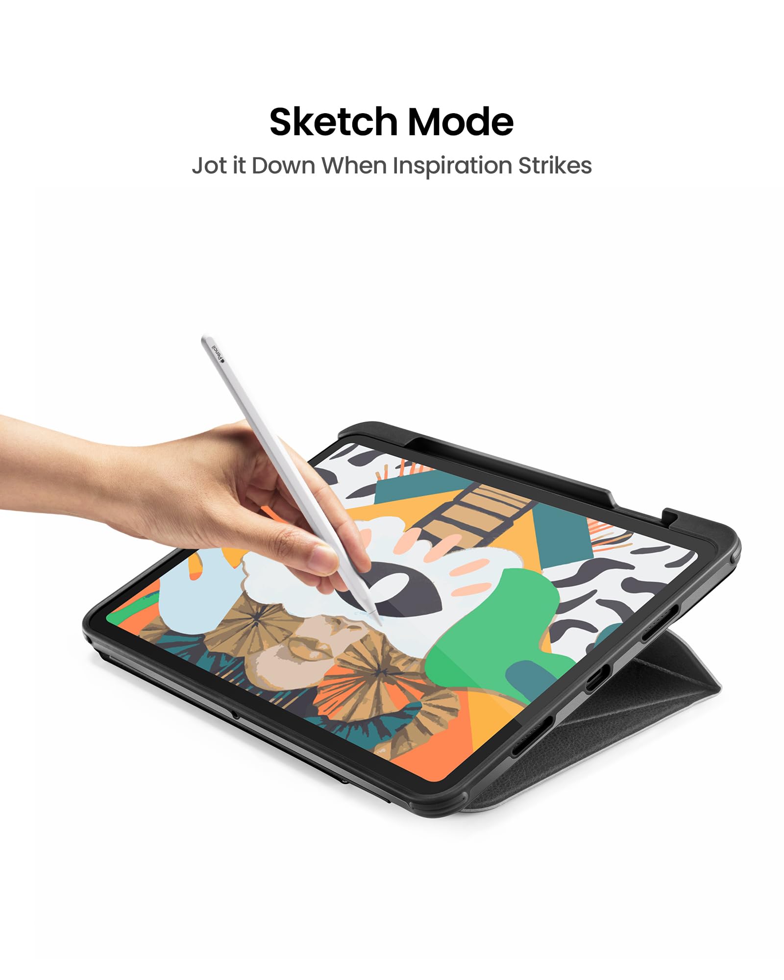 tomtoc Vertical Protective Case for iPad Pro 11-inch (4th/3rd Gen 2021-2022) - Slim Anti-Bend Cover with Magnetic Stand (3 Viewing Modes) & Wireless Apple Pencil Charging - Perfect for Work, Travel & Home Use - Black