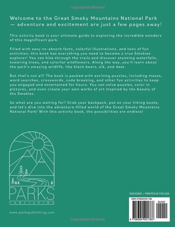 Great Smoky Mountains National Park Activity Book for Kids - Fun Educational Games, Puzzles & Coloring Pages | Explore Wildlife & Nature | Perfect for Road Trips & Family Vacations