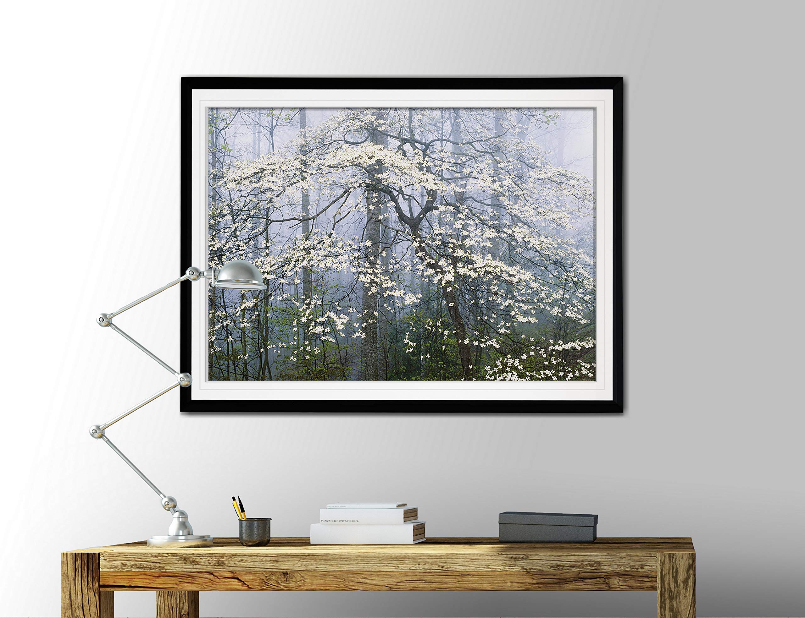Jones Dogwood Canopy Tree Landscape Painting - Framed Nature Scenic Art Canvas Print for Home Wall Decor | Perfect for Living Room, Bedroom & Office Decoration