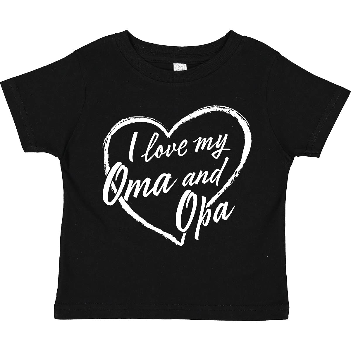 Inktastic I Love My Oma and Opa White Chalk Heart Toddler T-Shirt - Cute Grandparents Gift for Toddlers, Family Reunions & Holiday Gatherings