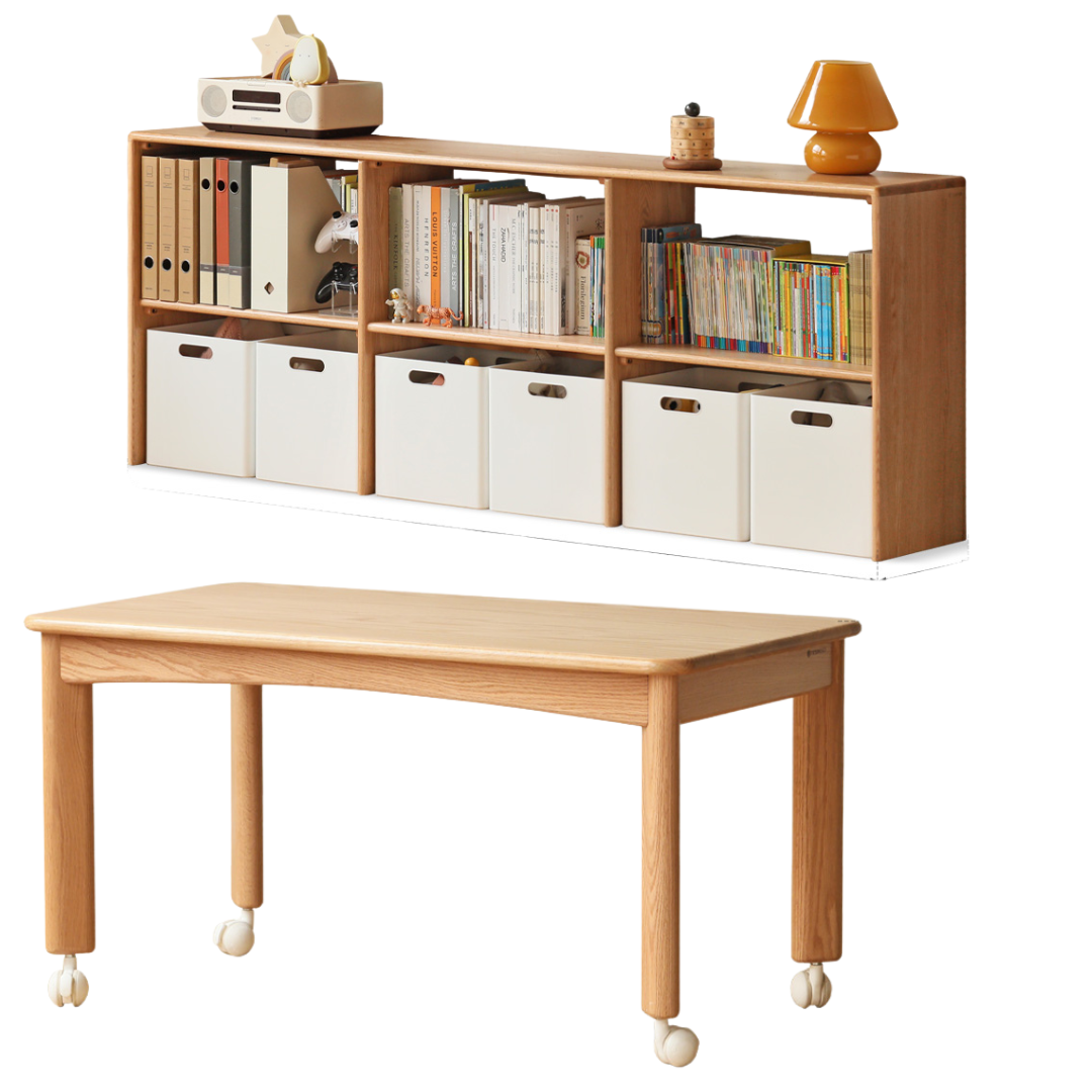 Modern Oak Solid Wood TV Stand with Storage - Minimalist Design for Living Room, Kids Toy Organizer & Media Console - Perfect for Home Entertainment & Playroom Organization