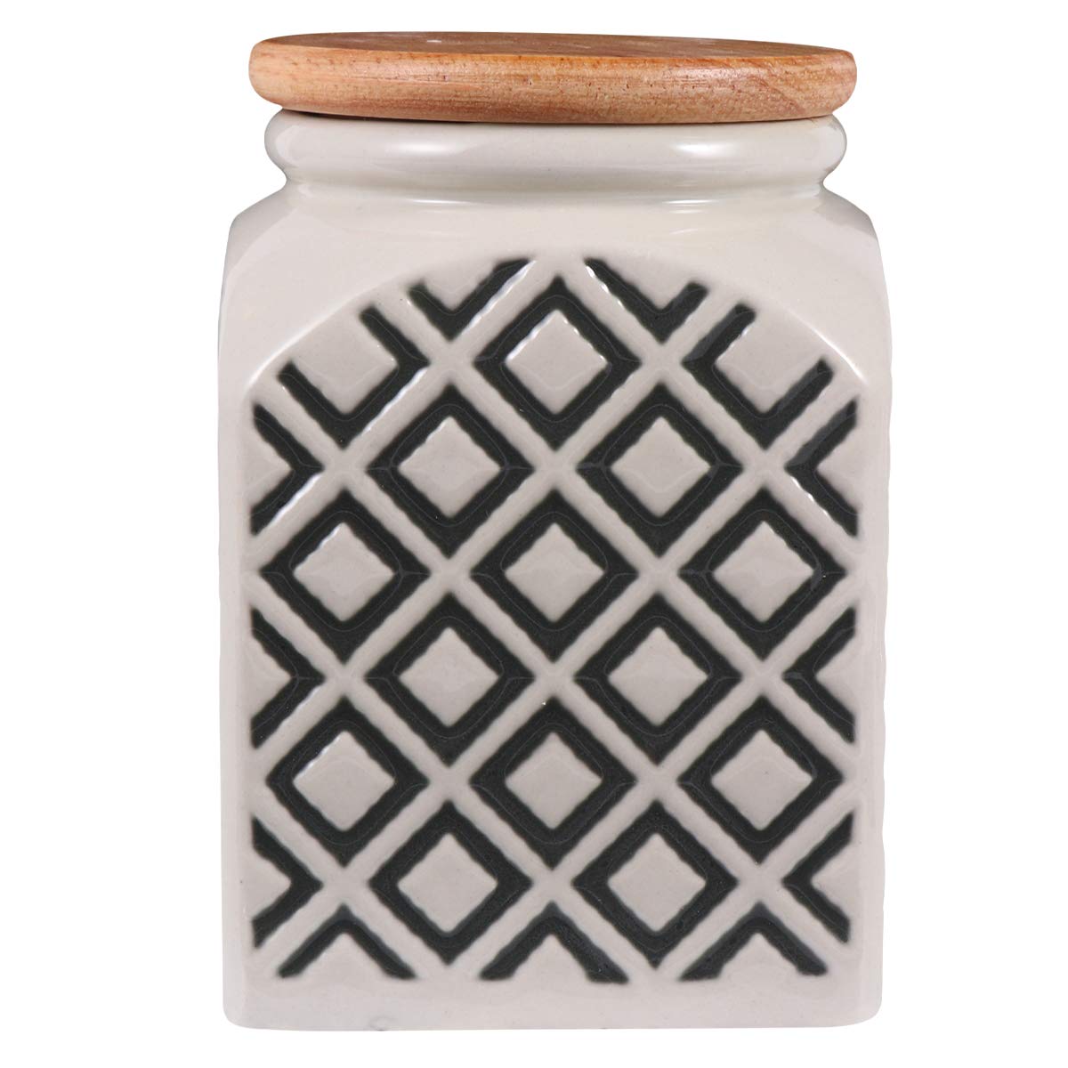 DOITOOL Airtight Food Storage Containers with Wooden Lid - Checkered Pattern Grain Canister for Coffee, Tea, Beans, Dried Fruits - Kitchen Pantry Organization & Bulk Food Storage (Green) | Perfect for Home, Office, and Coffee Shop Use