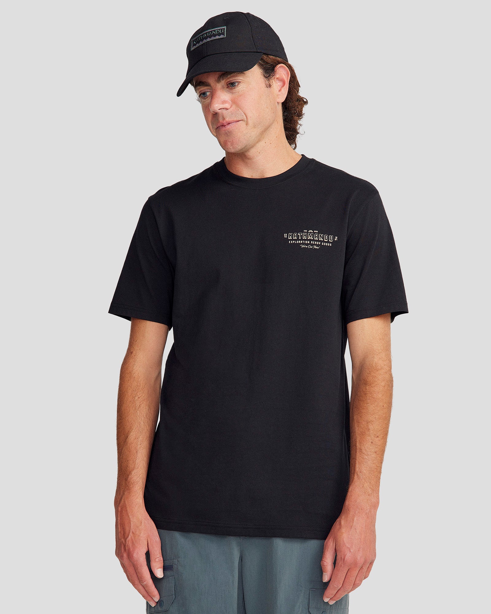 Men's Organic Cotton Exploration T-Shirt - Black Stingray Print - Comfortable Casual Wear for Outdoor Adventures & Daily Use