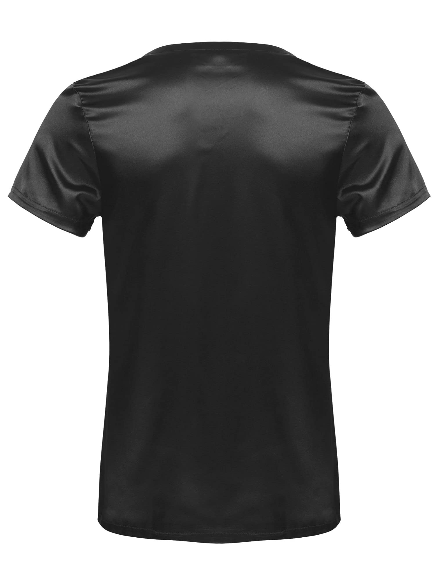 Men's Satin Lingerie Shirt - V-Neck Sleepwear Pajama Top, Solid Color Athletic Undershirt for Nightwear & Lounge Wear - Perfect for Bedtime, Relaxing at Home & Romantic Occasions