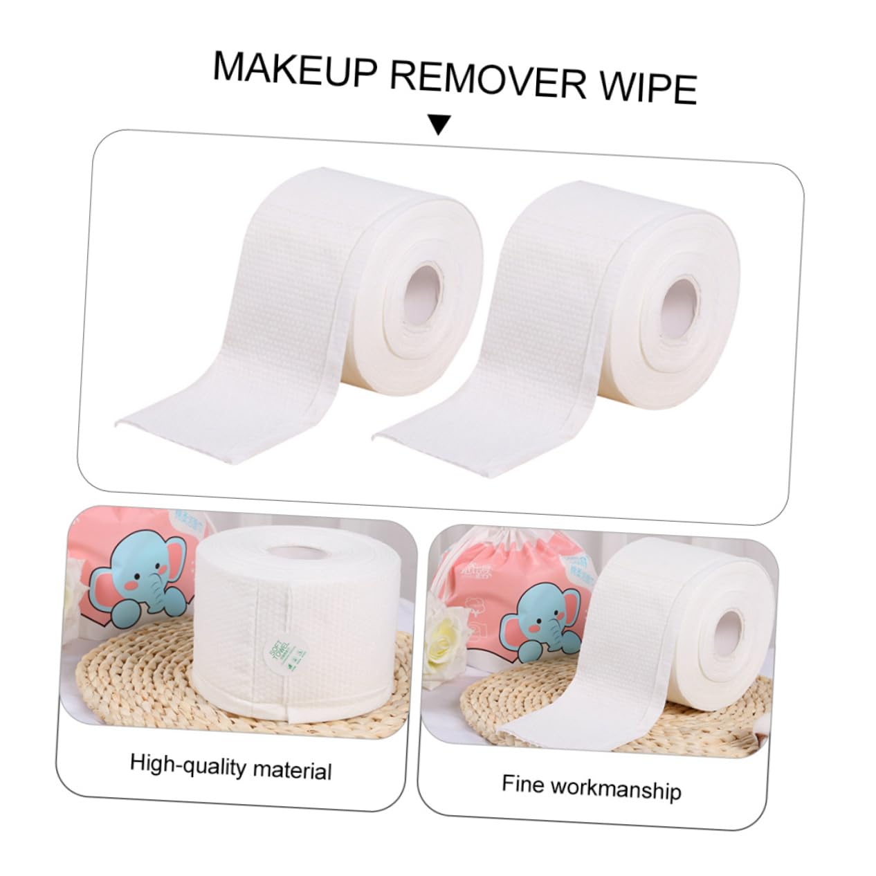 Soft Cotton Face Wipes - 2 Rolls Disposable Cleansing Towelettes for Makeup Removal & Facial Cleansing | Gentle on Skin, Perfect for Travel, Gym & Daily Skincare Routine
