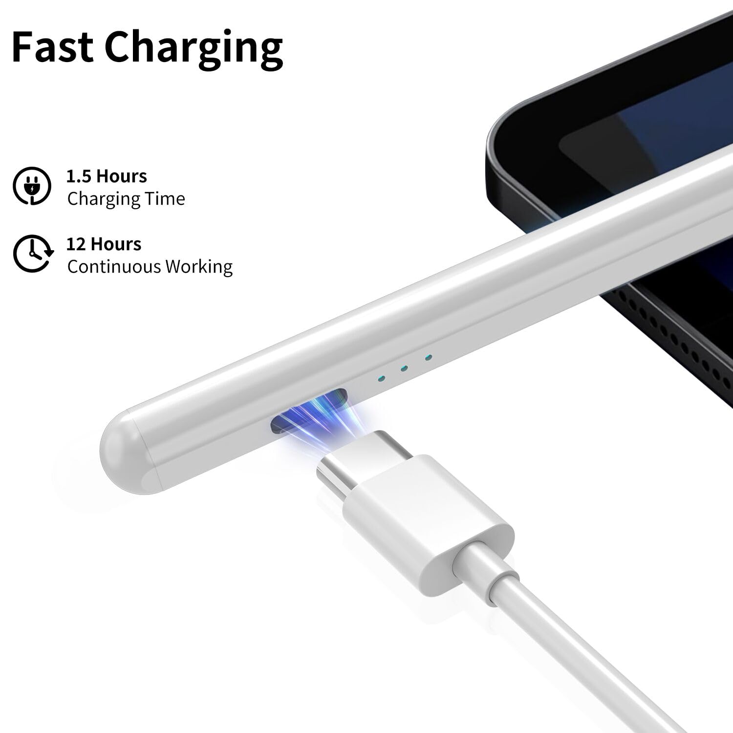 Fast Charging Stylus Pen for iPad 2018-2023 - Compatible with iPad 10th/9th/8th/7th/6th Gen, iPad Air 4/3, iPad Mini 6/5 & iPad Pro 11