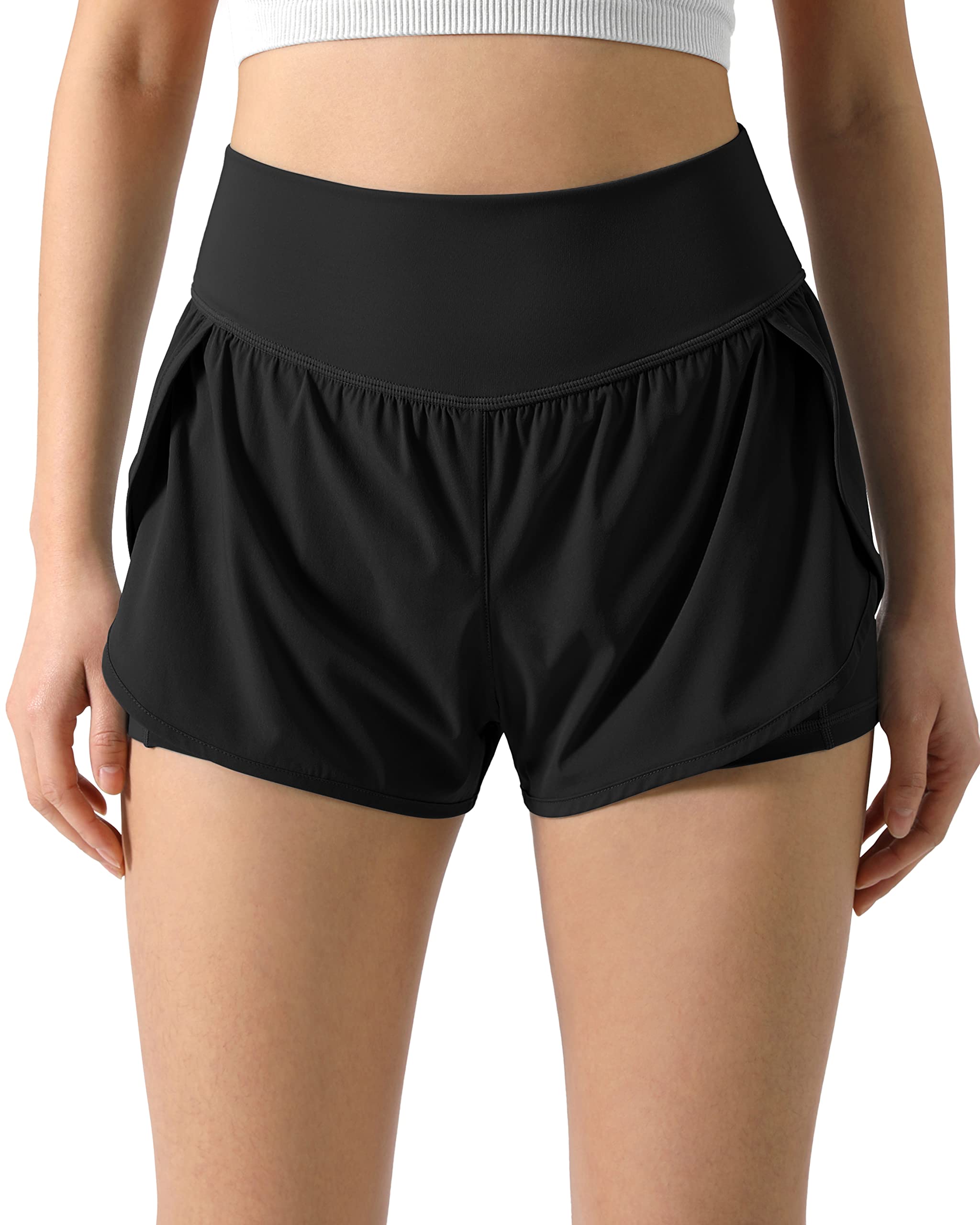 ODODOS Women's High Waisted 2-in-1 Workout Shorts with Pockets - Gym Yoga Running Athletic Shorts with Built-in Liner | Perfect for Training, Jogging & Active Lifestyle