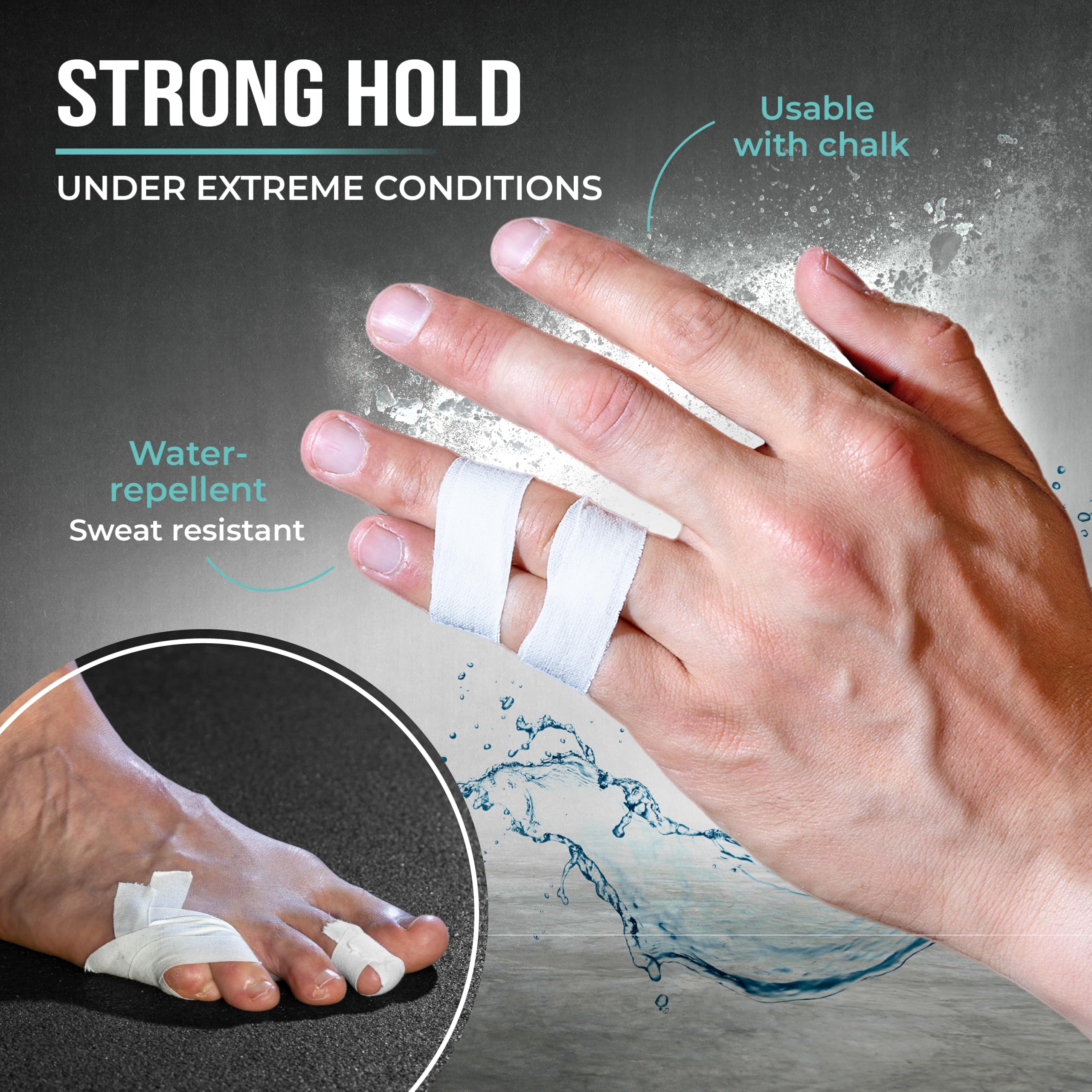 Extra Strong Finger Tape for Sports - 3 Rolls Athletic Tape for Weightlifting, Volleyball, Basketball, BJJ & Climbing | Skin-Friendly Adhesive Protection for Fingers | Perfect for Gym, Boulder & Court Performance
