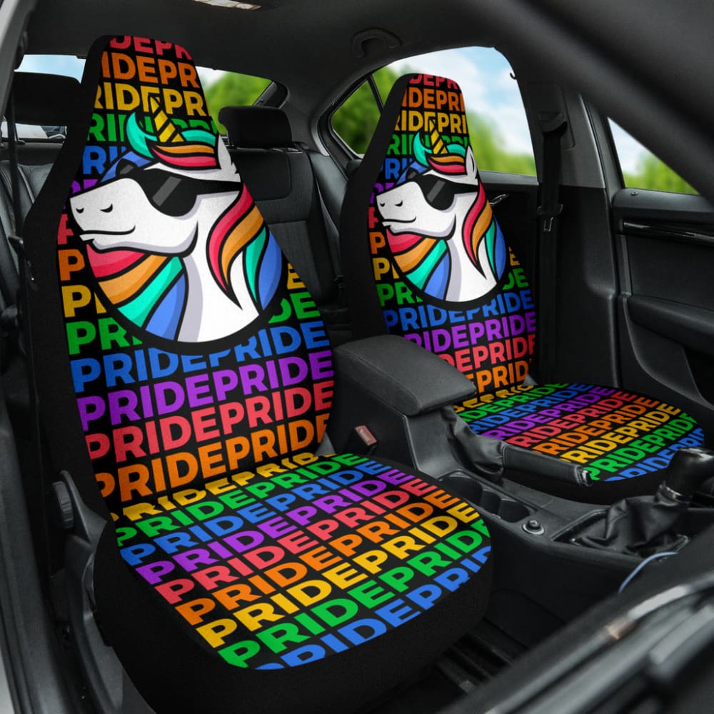 Rainbow Unicorn Car Seat Covers for LGBT Pride - Soft & Durable Universal Fit - Perfect for Pride Parades, Road Trips & LGBTQ+ Events