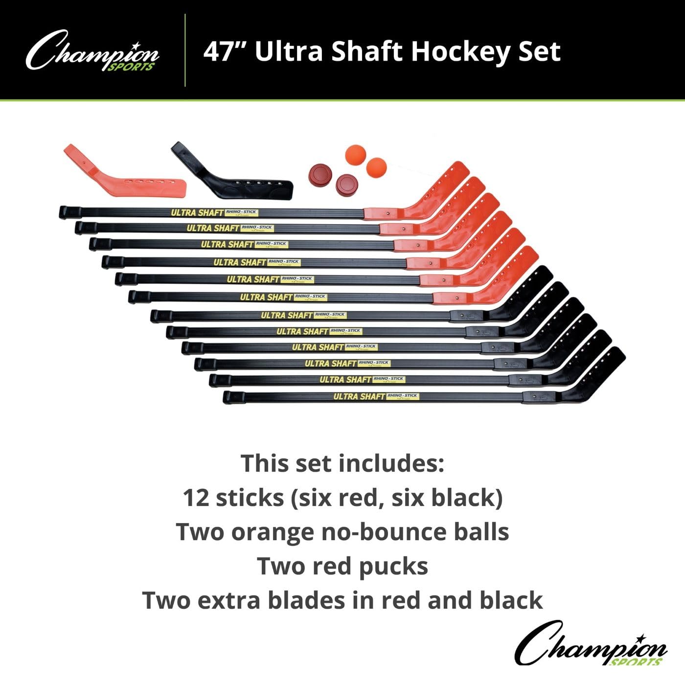 Champion Sports Ultra Shaft Hockey Set - Professional Ice Hockey Stick with Carbon Fiber Shaft for Youth & Adults - Perfect for Training, Games & Outdoor Play