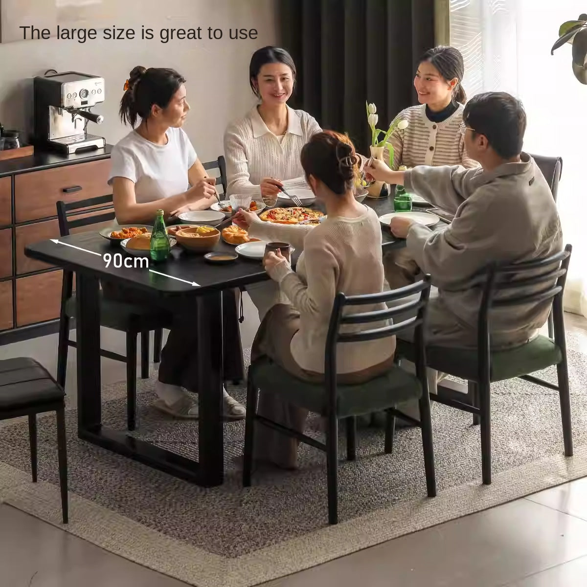 Solid Oak Wood Modern Large Dining Table - Farmhouse Style 8-Seater for Kitchen, Dining Room & Open Concept Living Spaces