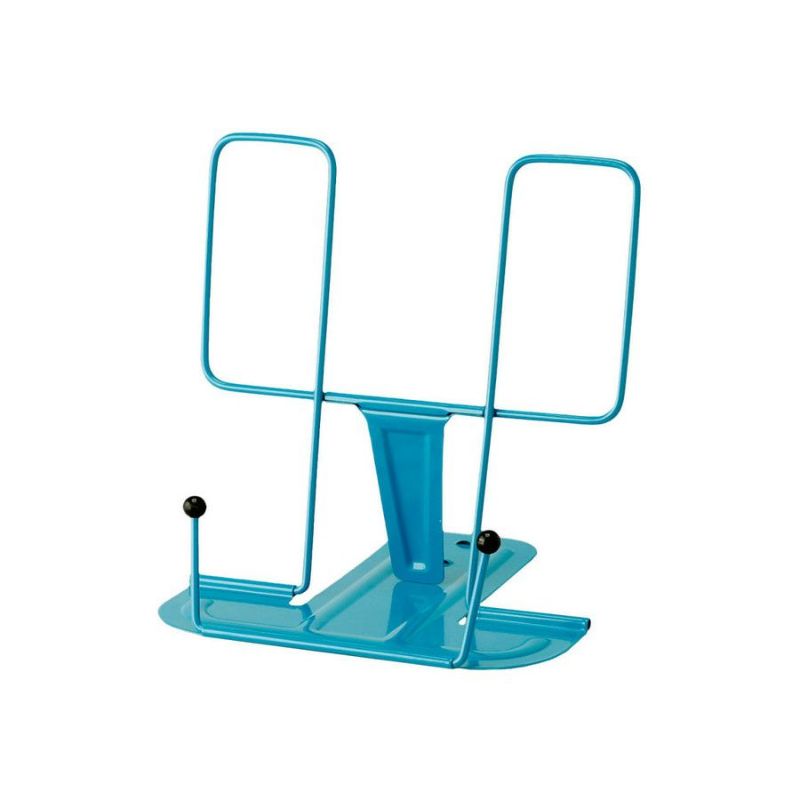 HIGHTIDE Metal Book Stand - Adjustable Blue Book Holder for Reading, Cooking, Office & Study - Durable Desktop Bookrest for Cookbooks, Textbooks & Notebooks