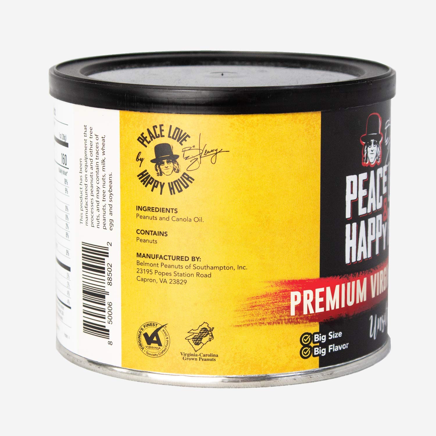 Unsalted Premium Virginia Peanuts - 10 oz Can | Non-GMO, Gluten-Free Snack for Parties, Hiking & Healthy Eating