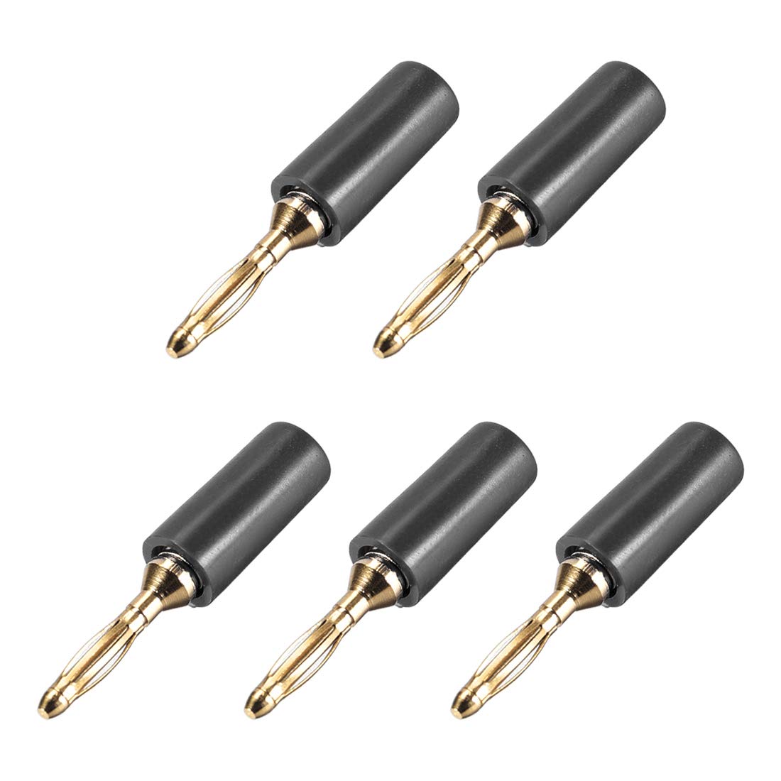 uxcell 2mm Banana Plugs - Gold & Black Speaker Wire Cable Connectors (5-Pack) for Home Audio, Stereo Systems & DIY Speaker Projects
