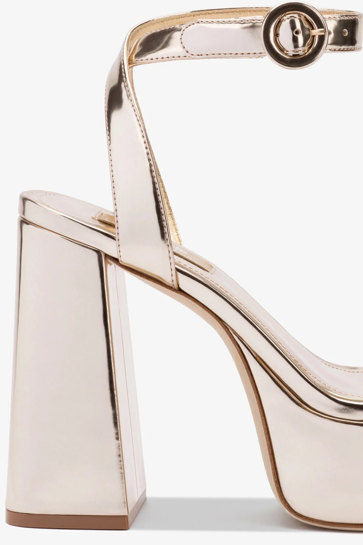 Larroudé for LoveShackFancy Dolly Sandal - Gold Specchio Mirror Leather Women's Dress Sandals | Perfect for Weddings, Parties & Summer Outfits