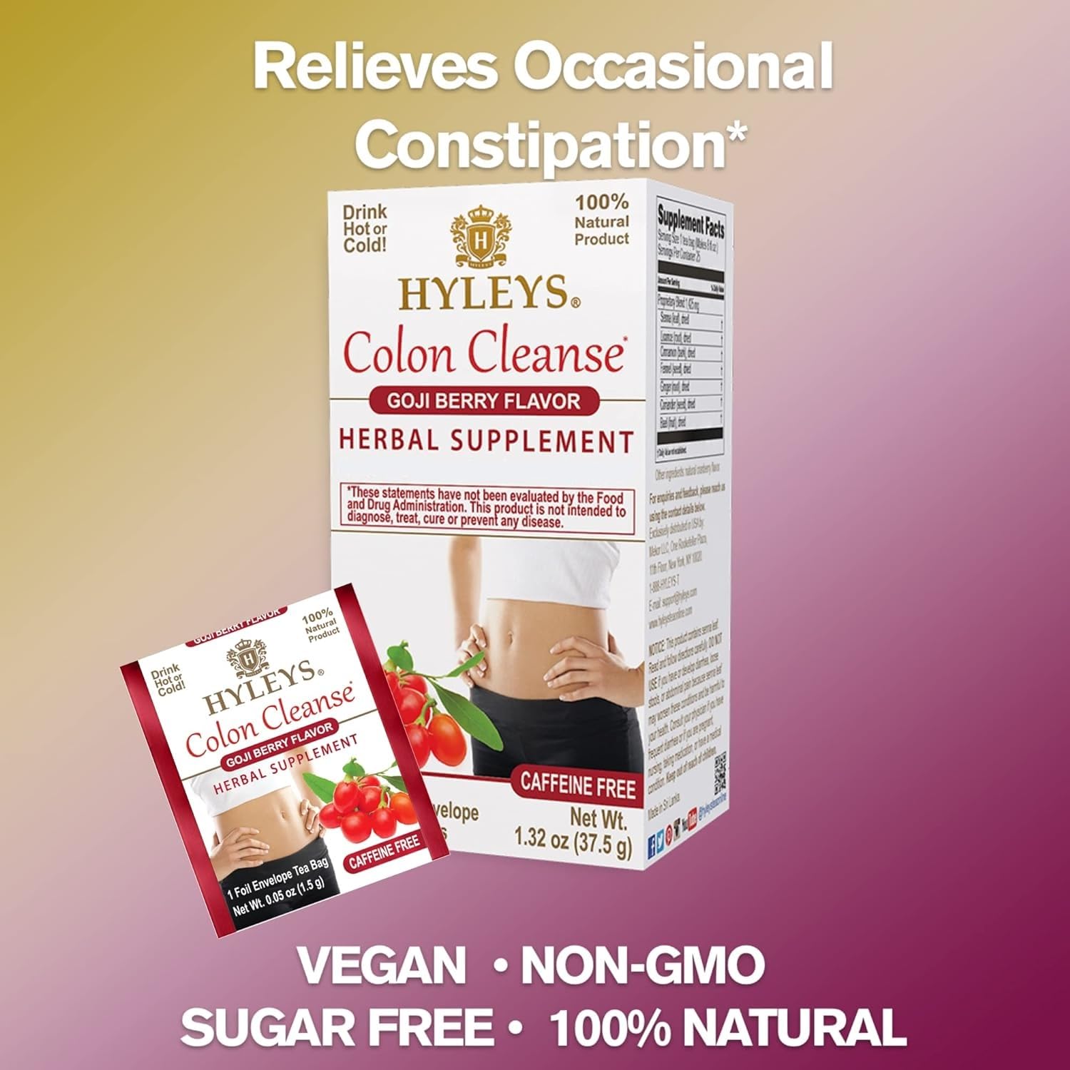 Hyleys Colon Cleanse Tea - Goji Berry Flavor, 25 Tea Bags (12 Pack, 300 Tea Bags Total) | Herbal Detox Tea for Digestive Health & Weight Loss | Perfect for Daily Cleansing & Wellness Routine