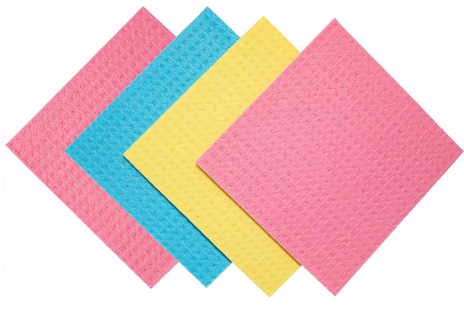 Eco-Friendly Swedish Dish Cloths 4-Pack - Reusable Cellulose Sponge Towels for Kitchen Cleaning | Multi-Purpose Washcloths for Dishes, Countertops, Glass, Metal & Car Detailing | Sustainable Alternative to Paper Towels (Perfect for Daily Kitchen Use, Car Care & Household Cleaning)