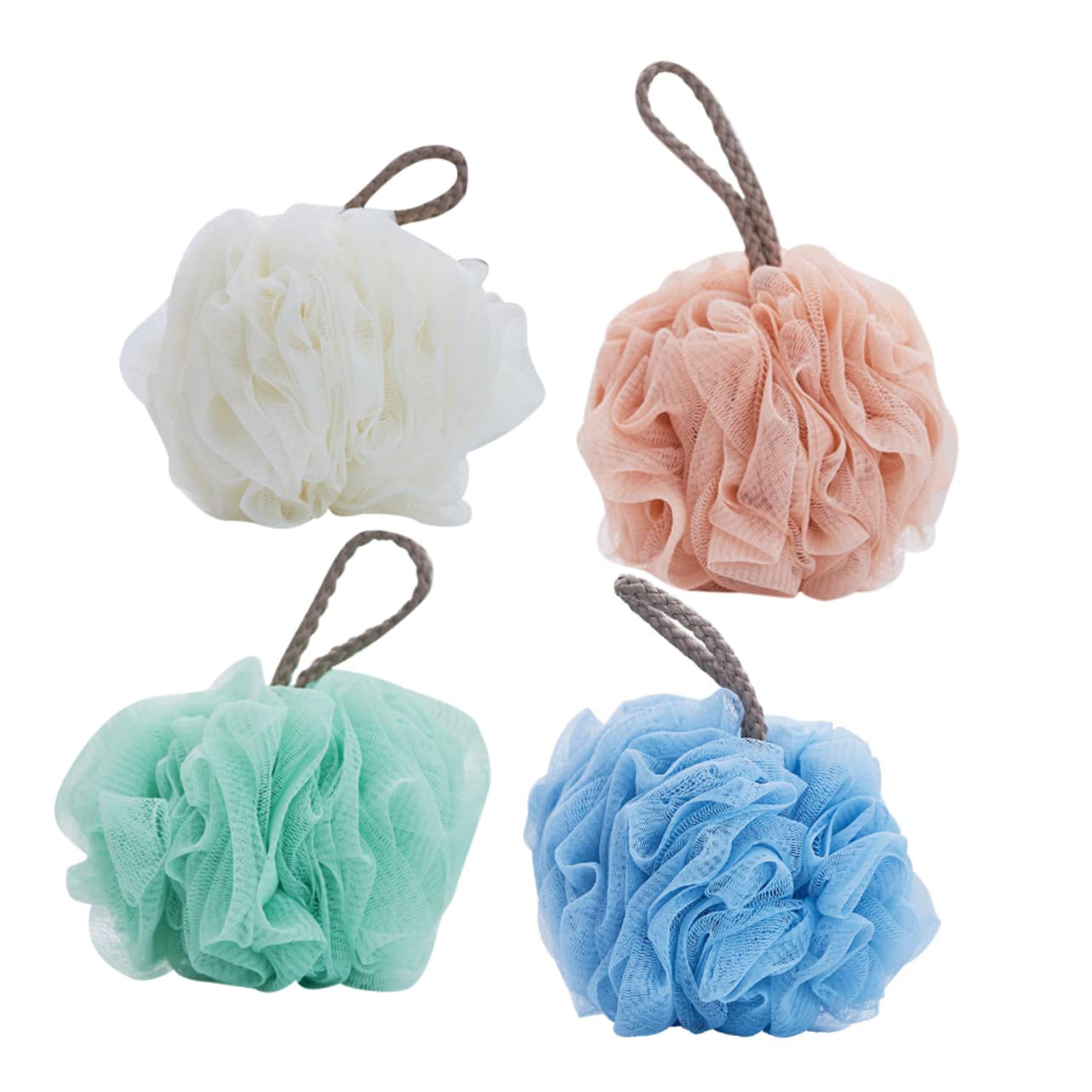 Cabilock 4-Pack Exfoliating Bath Sponges for Men & Women - Soft Shower Loofah Puffs with Swirl Design, Gentle Body Scrub & Cleansing Sponge for Daily Shower & Bath Routine - Perfect for Exfoliation, Skin Renewal & Relaxing Spa Experience