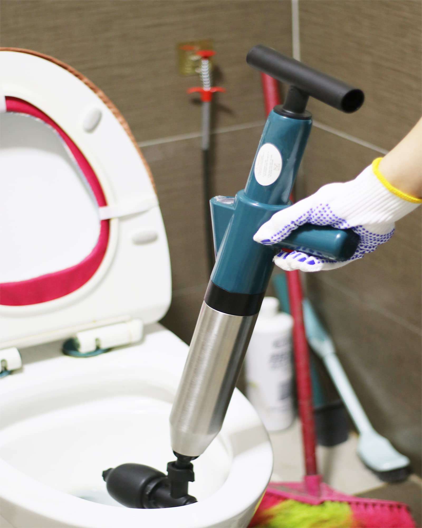 **Powerful Manual Air Pressure Toilet Drain Blaster Plunger - High Pressure Dredge Tool for Clogged Toilet, Sink, Bathroom & Kitchen Floor Drain - Ideal for Sewer Pipe and Plumbing Cleaning**    *(Perfect for Home, RV, and Commercial Use - Quickly Unclog Drains Without Harsh Chemicals!)*