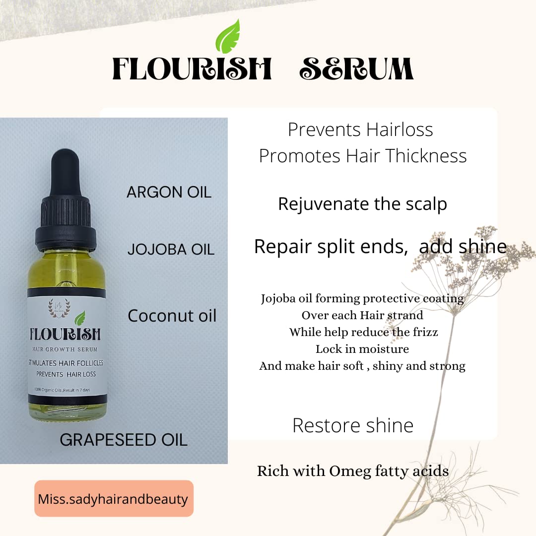 FLOURIS Hair Growth Oil - Natural Scalp Treatment for Thicker, Longer Hair | Best for Hair Loss Prevention & Healthy Hair Care