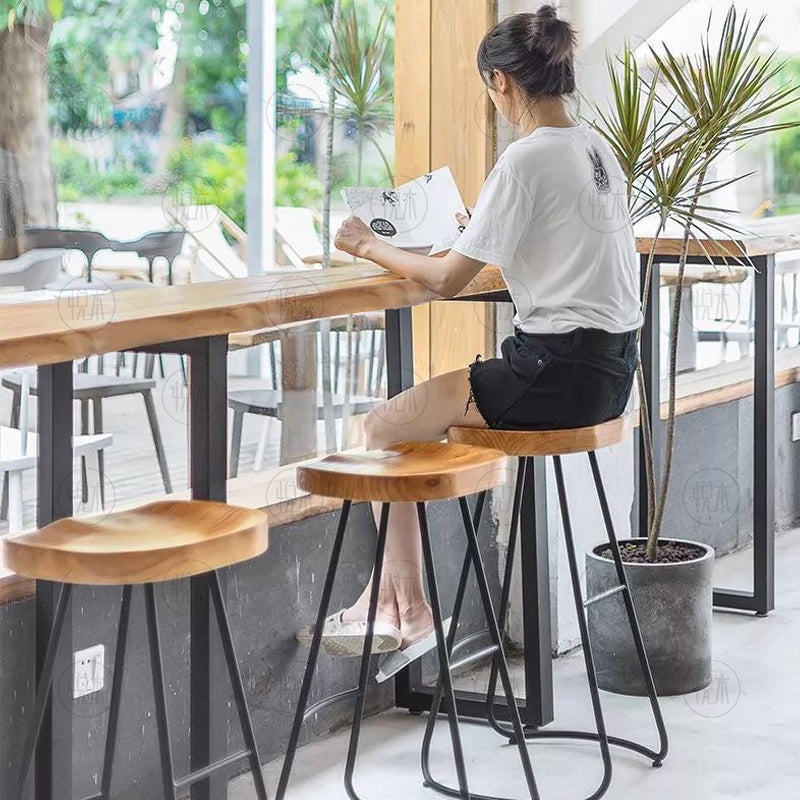 Handmade Solid Wood Live Edge Bar Table - Nordic Style Dining & Kitchen Counter for Home, Cafe, and Restaurant Decor
