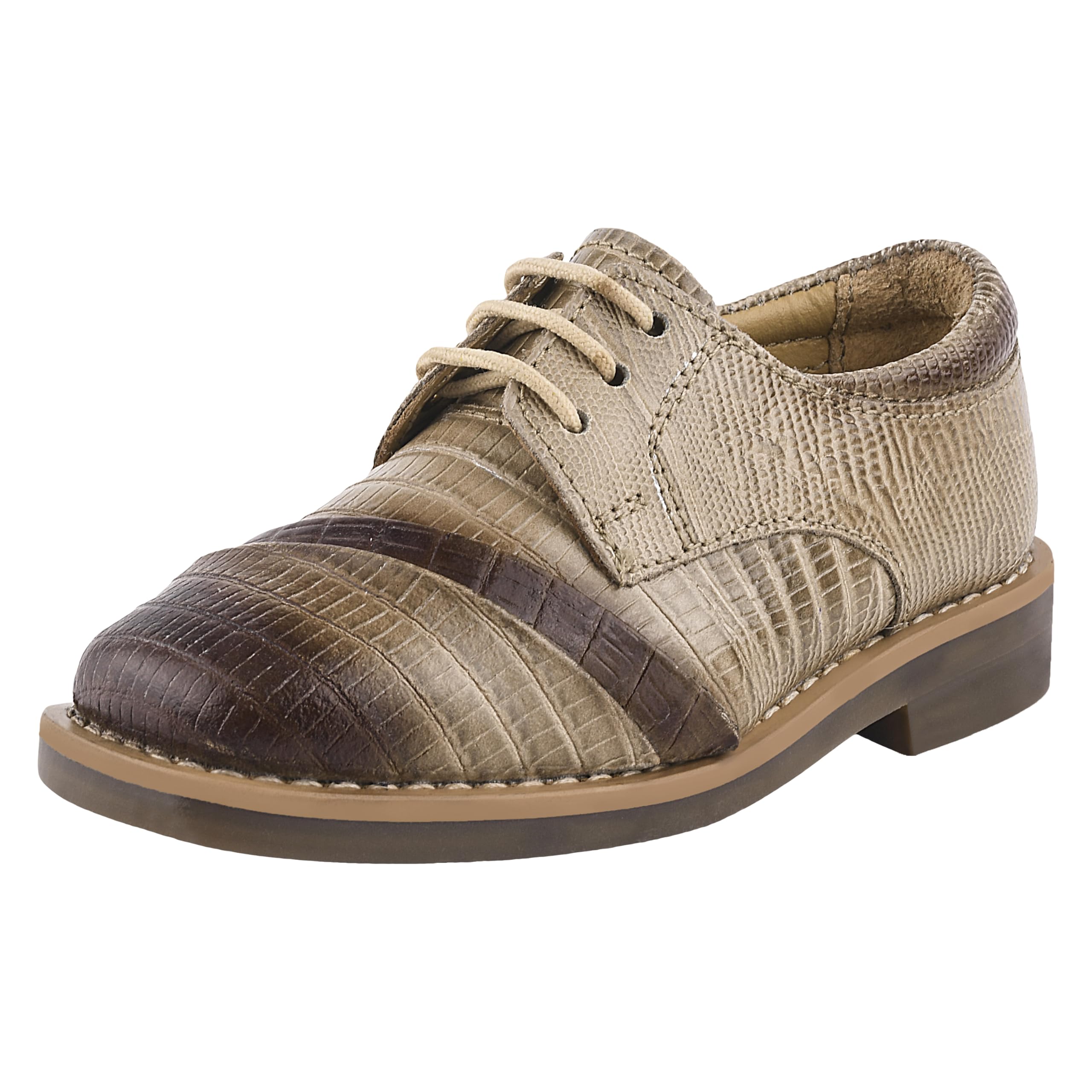 LIBERTYZENO Boys Genuine Leather Oxford Dress Shoes with Animal Print - Lace-Up Formal Shoes for Toddlers & Kids - Perfect for Easter Gifts, School Events, and Special Occasions