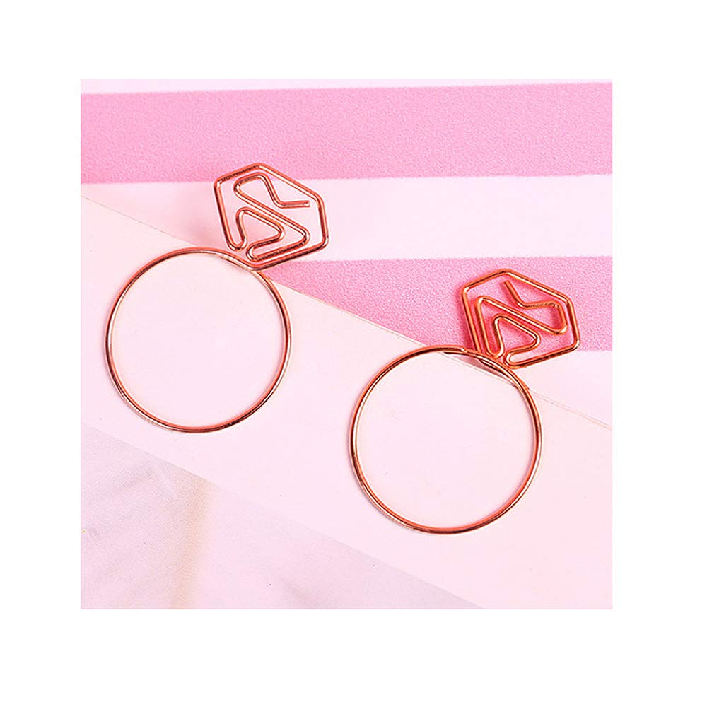 Diamond Ring Shaped Small Paper Clips - Cute & Funny Bookmark Clips for Office, School, Wedding Invitations, Valentine's Day Decorations - Planner Paper Clips (20 pcs) - Perfect for Gift Wrapping, Scrapbooking & Organizing Documents
