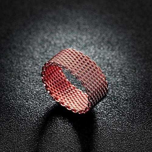 18K Gold Plated, Rose Gold & 925 Silver Mesh Rings for Women - Elegant Stackable Rings for Everyday Wear, Gift Giving & Special Occasions