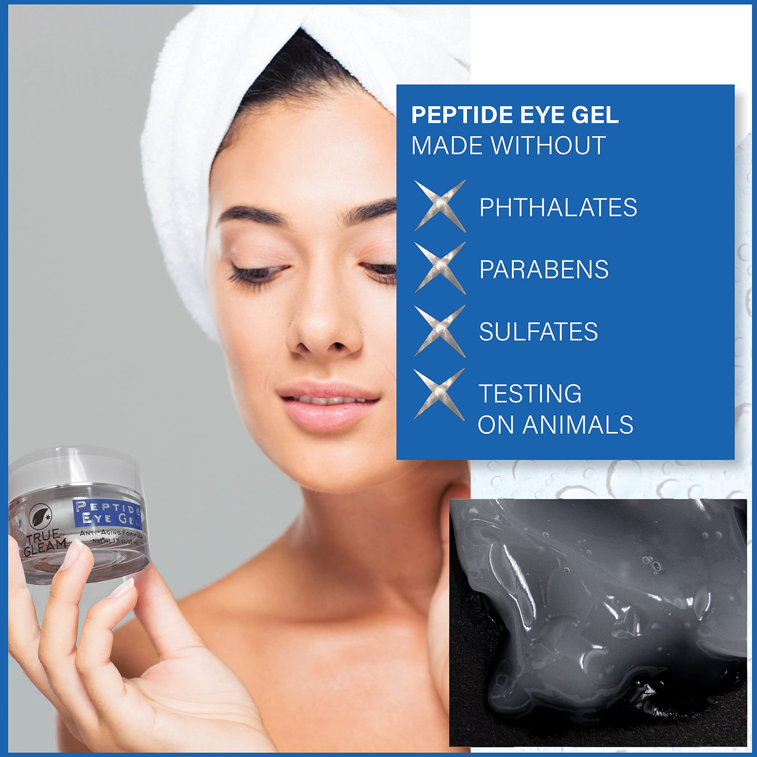 Best Peptide Anti-Aging Under Eye Collagen Gel for Wrinkles, Dark Circles & Puffiness - Hydrating Skin Care Treatment with Aloe Vera, Hyaluronic Acid & Vitamin E - Reduce Fine Lines & Brighten Eye Area for Day & Night Use