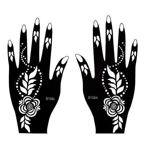 Premium Henna Tattoo Stencil Kit for Hands, Body, Face - Temporary Mehndi Designs for Women, Girls & Kids | Easy DIY Body Art | Perfect for Parties, Weddings & Festivals | Includes 24 Unique Patterns (Black, Medium)