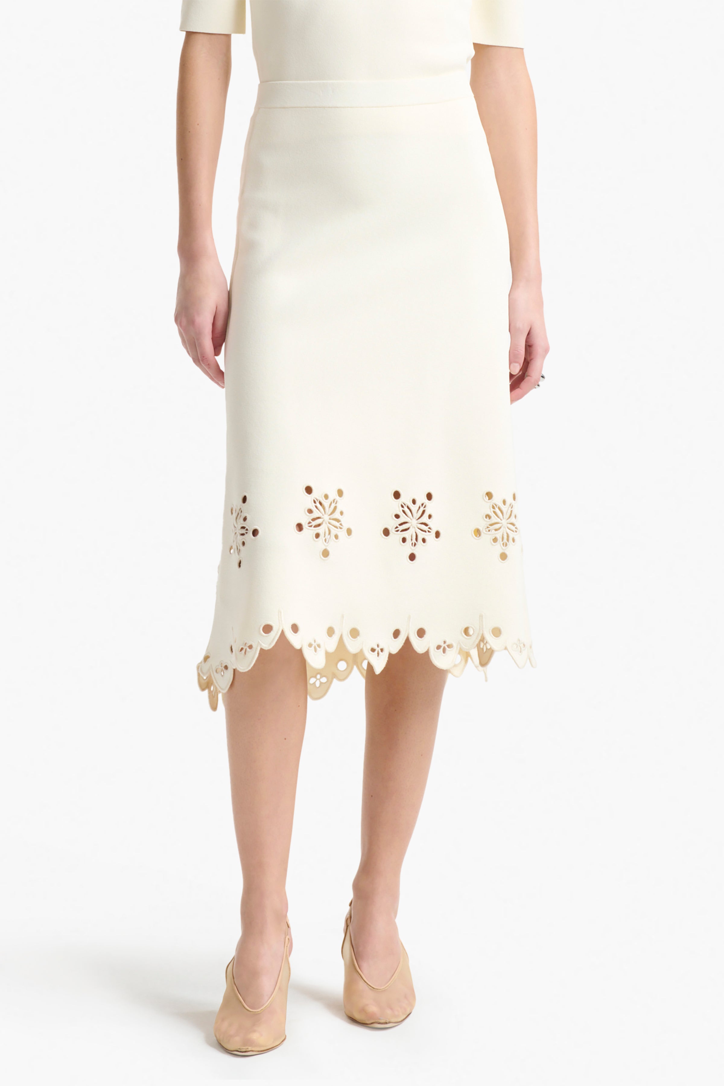 Elegant Melly Skirt in Ivory - Women's Flowy Midi Skirt for Casual Wear, Office & Summer Outfits