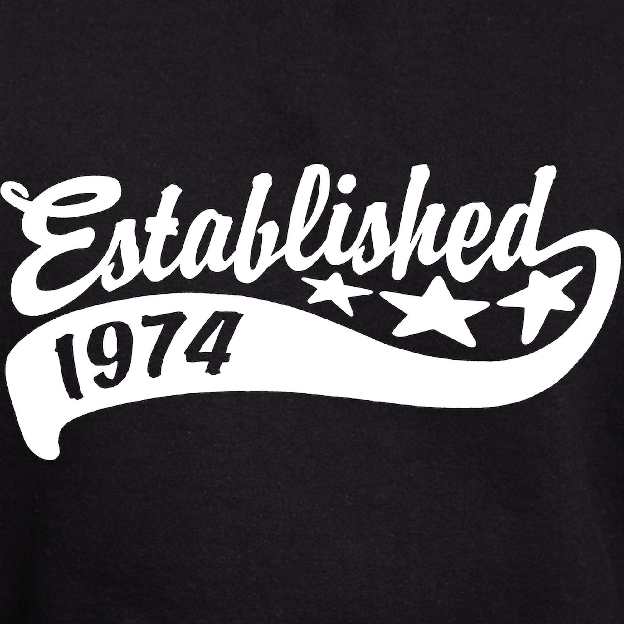 Established 1974 Vintage Men's Dark Hoodie - Regular Fit Cotton Pullover Sweatshirt for Casual Wear & Street Style | CafePress