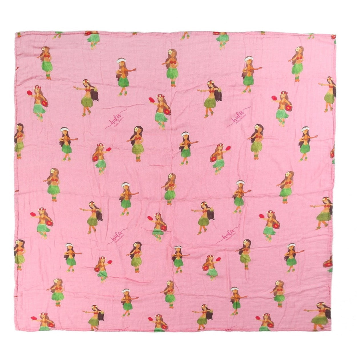 Soft Baby Muslin Swaddle Blanket - Hawaiian Hula Girl Pink Design - Perfect for Newborn Sleep, Swaddling & Photo Shoots