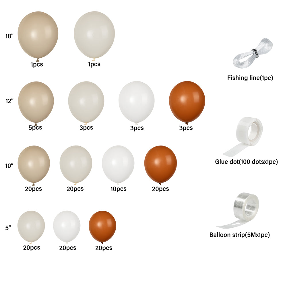 Balloonify Brown Beige White Balloon Arch Garland Kit - 149 Pieces for Party Decorations, Weddings, Baby Showers & Birthday Events